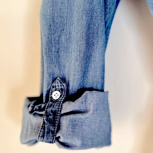 St John’s Bay NWOT Soft Button Down Jean Dress Adjustable Sleeves Sz S - Picture 9 of 14